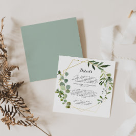 Geometric Gold Tropical Green Wedding Details Informatiekaartje