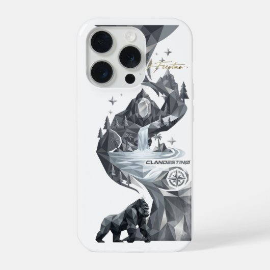 “Geometric Gorilla iPhone Case – Silver Jungle  (Verso)