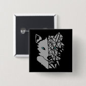 Geometric Gray Wolf Vierkante Button 5,1 Cm (Voorkant /achterkant)