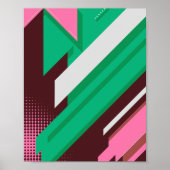 Geometric Green, Pink and White Stripes Poster (Voorkant)