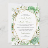 Geometric Green Rose Wedding Invitation (Devant)