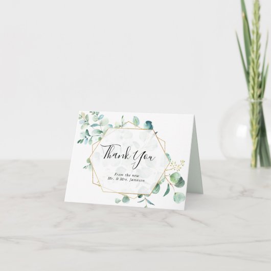 Geometric Greenery Lijst Dank u Kaart (Voorkant)