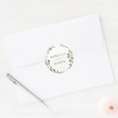 Geometric Greenery Personalized Wedding Ronde Sticker (Envelop)
