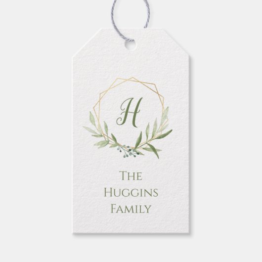 Geometric Greenery Wreath Cadeaulabel (Voorkant)
