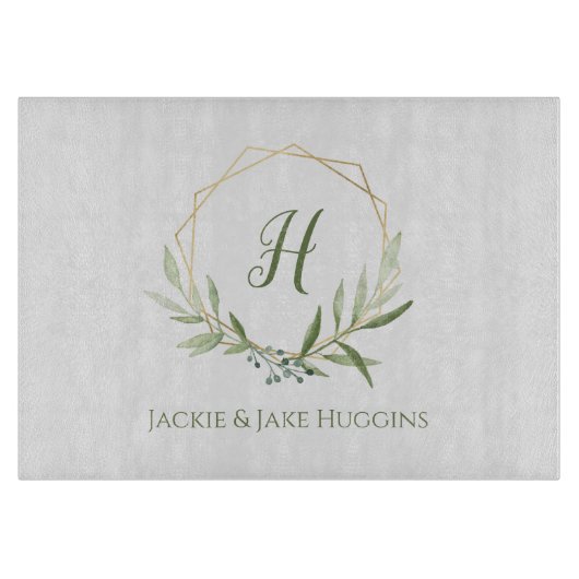 Geometric Greenery Wreath Snijplank (Voorkant)