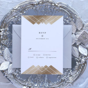 Geometric Grey Gatsby Wedding RSVP