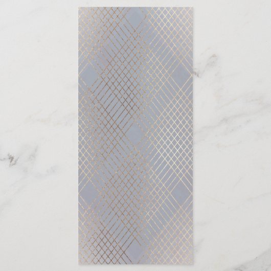 Geometric Grey Gold Gatsby Tall Wedding Menu (Achterkant)