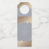 Geometric Grey Gold Gatsby Wedding Flessenhanger (Voorkant)