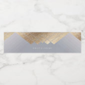 Geometric Grey Gold Gatsby Wedding Waterfles Etiket (Enkel label)