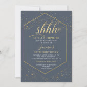 Geometric Grey Gold Surprise Birthday Invitation Kaart (Voorkant)