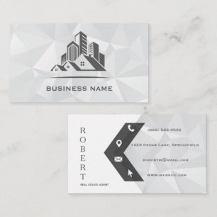Geometric Grijs Skyline Vastgoedbedrijf Visitekaartje