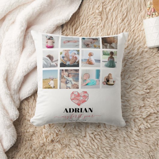 Geometric Heart Baby's eerste jaar Foto collage Kussen (Deken)