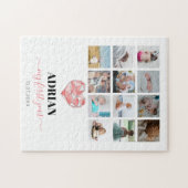 Geometric Heart Baby's eerste jaar Foto collage Legpuzzel (Horizontaal)