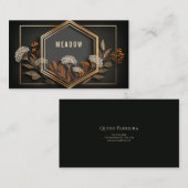 Geometric Hexagon Gold Floral Midnight Black Visitekaartje (Voorkant / Achterkant)