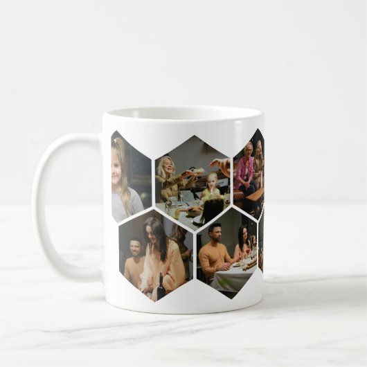 Geometric Hexagon Photo Collage Coffee Mug (Gauche)