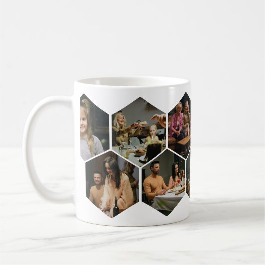 Geometric Hexagon Photo Collage Coffee Mug Koffiemok (Links)