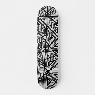 Geometric II - Zwart op hout Skateboard
