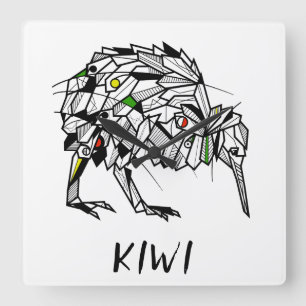 Geometric Koru kiwi Vierkante Klok
