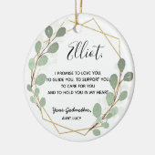 Geometric Leaf Greenery Godfather Boy Promise Keramisch Ornament (Links)