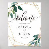 Geometric Leafy Wedding Welcome Sign Poster (Voorkant)