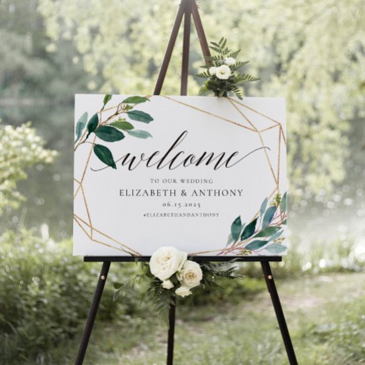 Geometric Leafy Welcome Weddenschap Poster