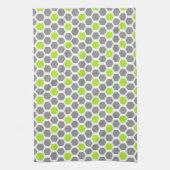 Geometric Lime Green Grey Hexagon Patroon Theedoek (Verticaal)