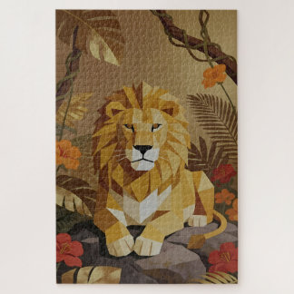 Geometric Lion Jungle Jigsaw Puzzle Legpuzzel