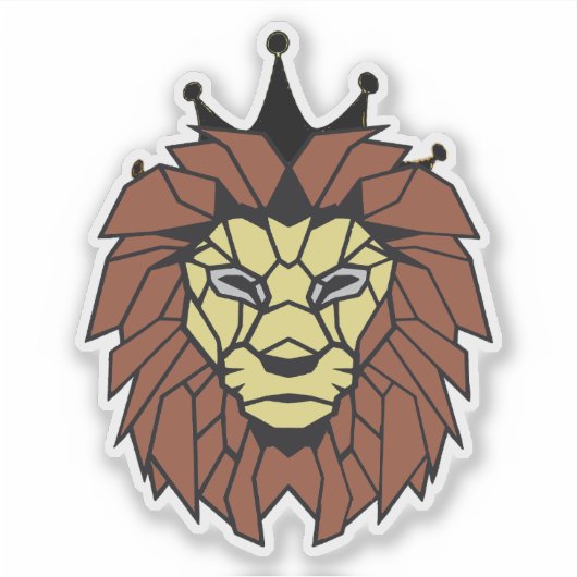 Geometric Lion King Sticker – Power, Strength  (Voorkant)