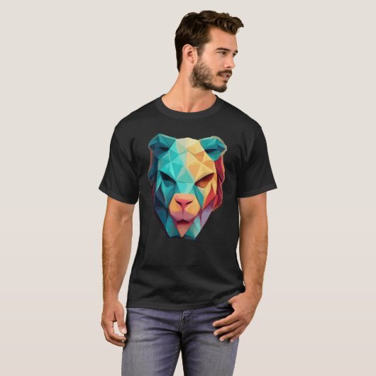 Geometric Lion Polygon Low Poly Lions Face 1 T-shirt (Voorkant volledig)