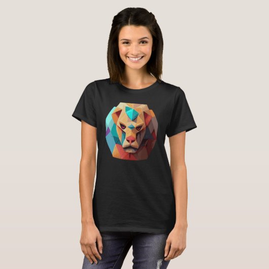 Geometric Lion Polygon Low Poly Lions Face 2 T-shirt (Voorkant volledig)