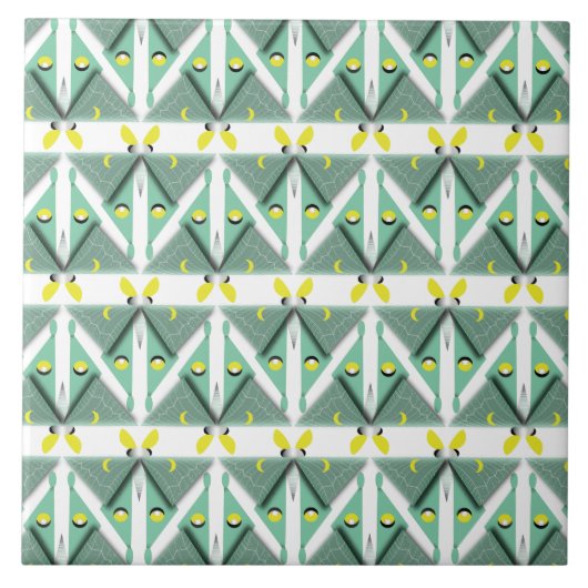 Geometric Luna Moth Tegeltje (Voorkant)