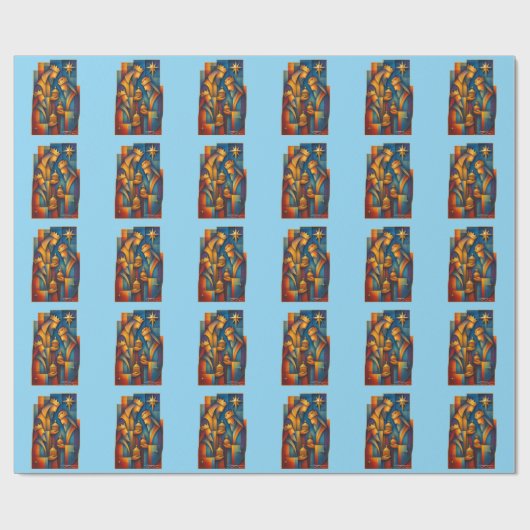 Geometric Magi - Three Wise Men Christmas Star Art Cadeaupapier (Vlak)