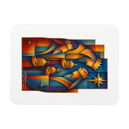 Geometric Magi - Three Wise Men Christmas Star Art Magneet (Horizontaal)