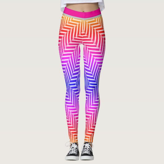 Geometric Maze Optical Illusion Pattern  Leggings (Voorkant)