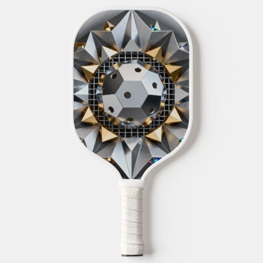 Geometric Metallic Pickleball Core Design Pickleball Paddle (Voorkant)