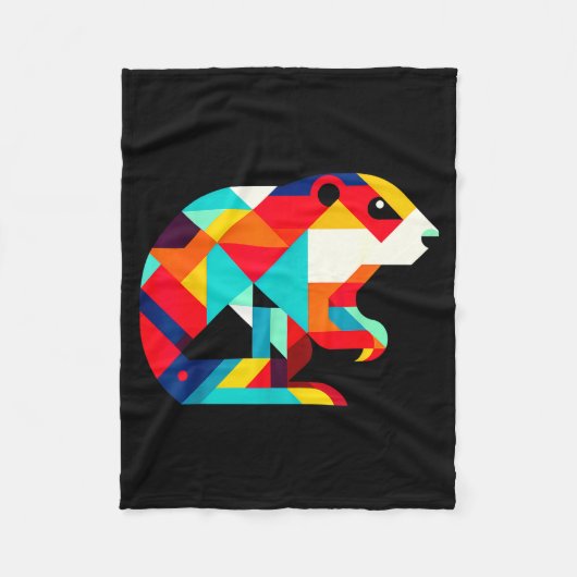 Geometric Minimalism Modern Illustration Groundhog Fleece Deken (Voorkant)
