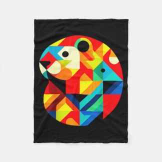 Geometric Minimalism Modern Illustration Groundhog Fleece Deken