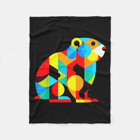 Geometric Minimalism Modern Illustration Groundhog Fleece Deken (Voorkant)
