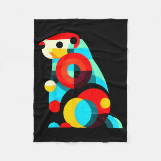 Geometric Minimalism Modern Illustration Groundhog Fleece Deken