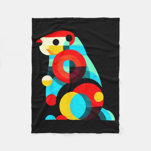 Geometric Minimalism Modern Illustration Groundhog Fleece Deken (Voorkant)
