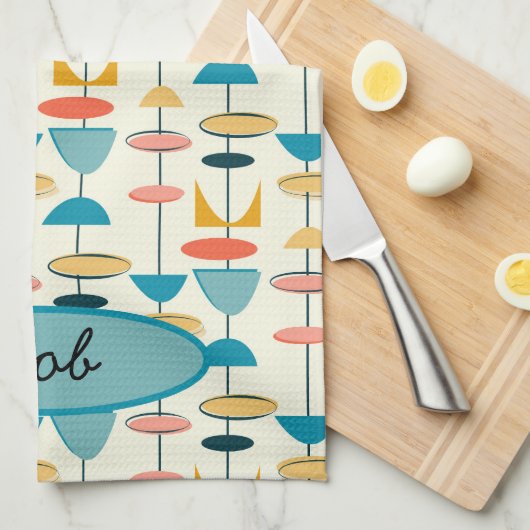 Geometric, Mod, Retro, Mid Century Modern Kitchen Theedoek (Quarter Fold)