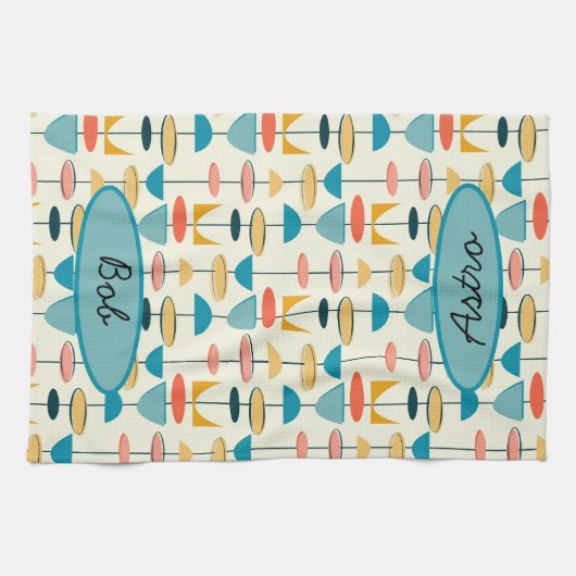 Geometric, Mod, Retro, Mid Century Modern Kitchen Theedoek (Horizontaal)