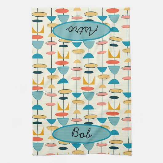 Geometric, Mod, Retro, Mid Century Modern Kitchen Theedoek (Verticaal)