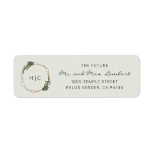Geometric Monogram Weddenschap Return Address Etiket