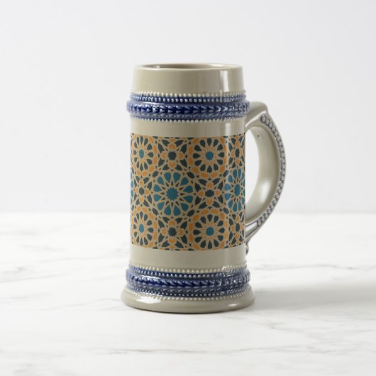 Geometric Moroccan Tile & Orange Pattern Bierpul (Voorkant rechts)