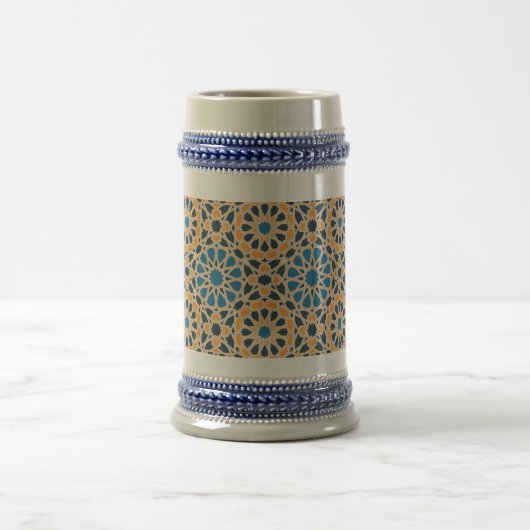 Geometric Moroccan Tile & Orange Pattern Bierpul (Center)