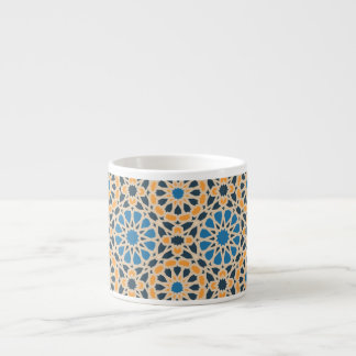 Geometric Moroccan Tile & Orange Pattern Espresso Kop