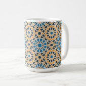 Geometric Moroccan Tile & Orange Pattern Koffiemok (Voorkant rechts)