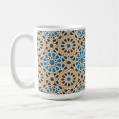 Geometric Moroccan Tile & Orange Pattern Koffiemok (Links)