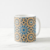 Geometric Moroccan Tile & Orange Pattern Koffiemok (Voorkant rechts)